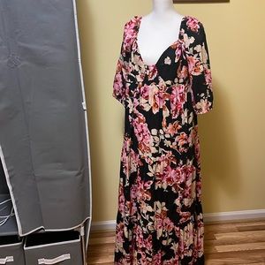 Maxi dress, multi color, long sleeves, only worn once